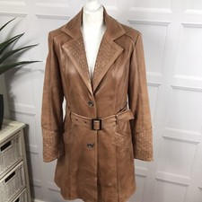 Ashley Brooke Designer Mode Real Leather Coat Chest Size 38in In Brown
