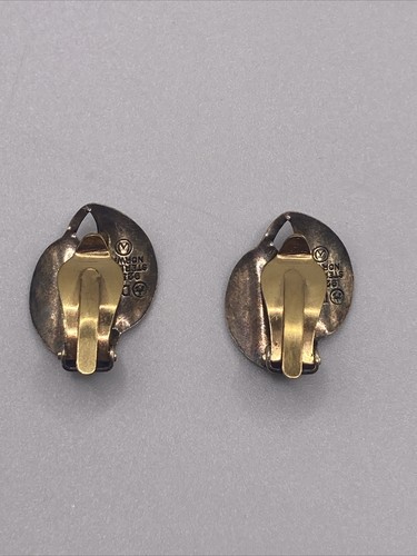 Vintage Sterling Silver David Andersen Norway Black Enamel Clip On Earrings - Picture 5 of 13