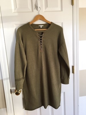 olive green sweatshirt dress