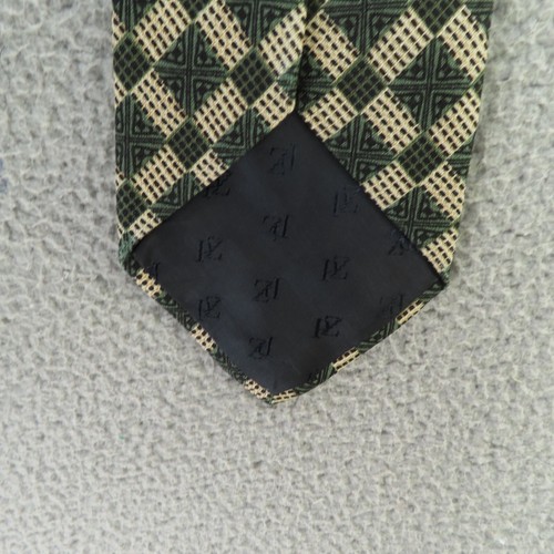 Paul Zileri Mens Neck Tie Silk Green Yellow Check 4" 58" Long Italy - Picture 7 of 8