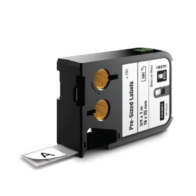 DY-1868701 DYMO XTL 3/4'' x 1'' (19 mm x 25 mm) Pre-Sized Label, Black on White