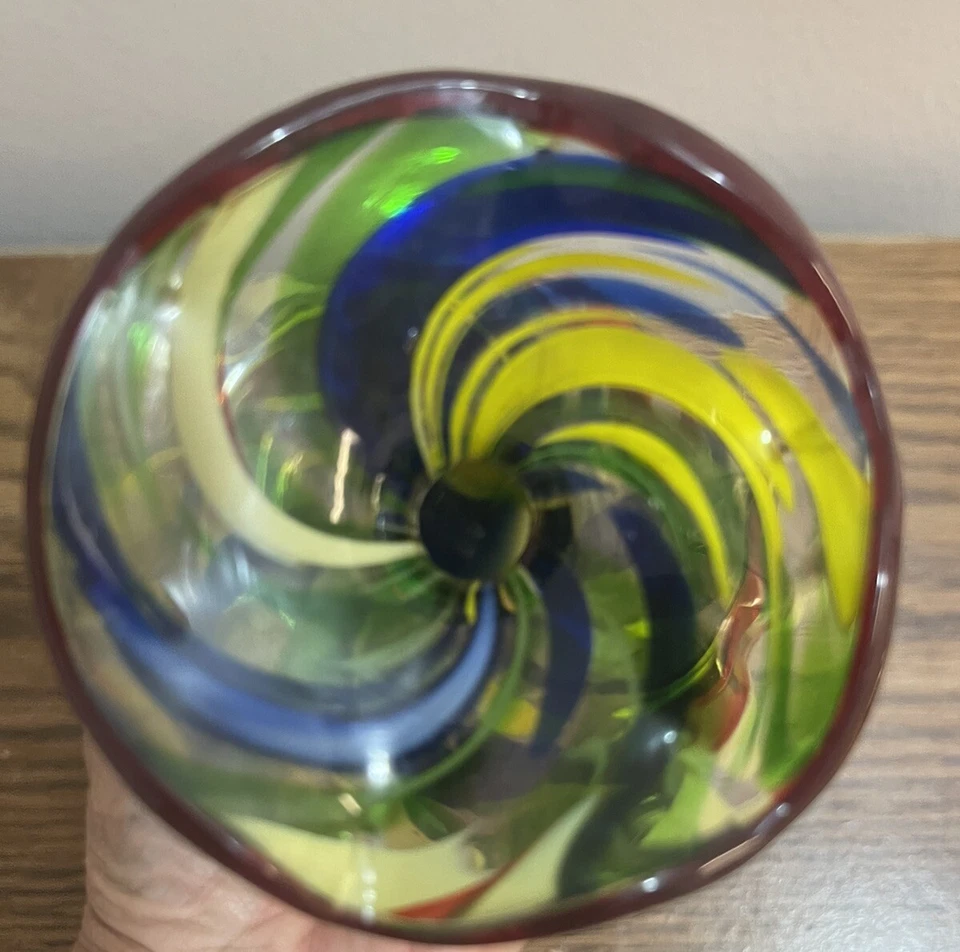 Jarrón maceta de vidrio colgante con remolino multicolor. Exquisito. Usado en excelente estado Foto 4 de 4