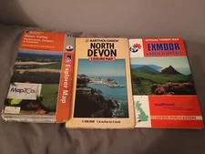 3 X Ordnance Survey maps.North Devon, Exmoor & North Devon Coast, Meon Valley