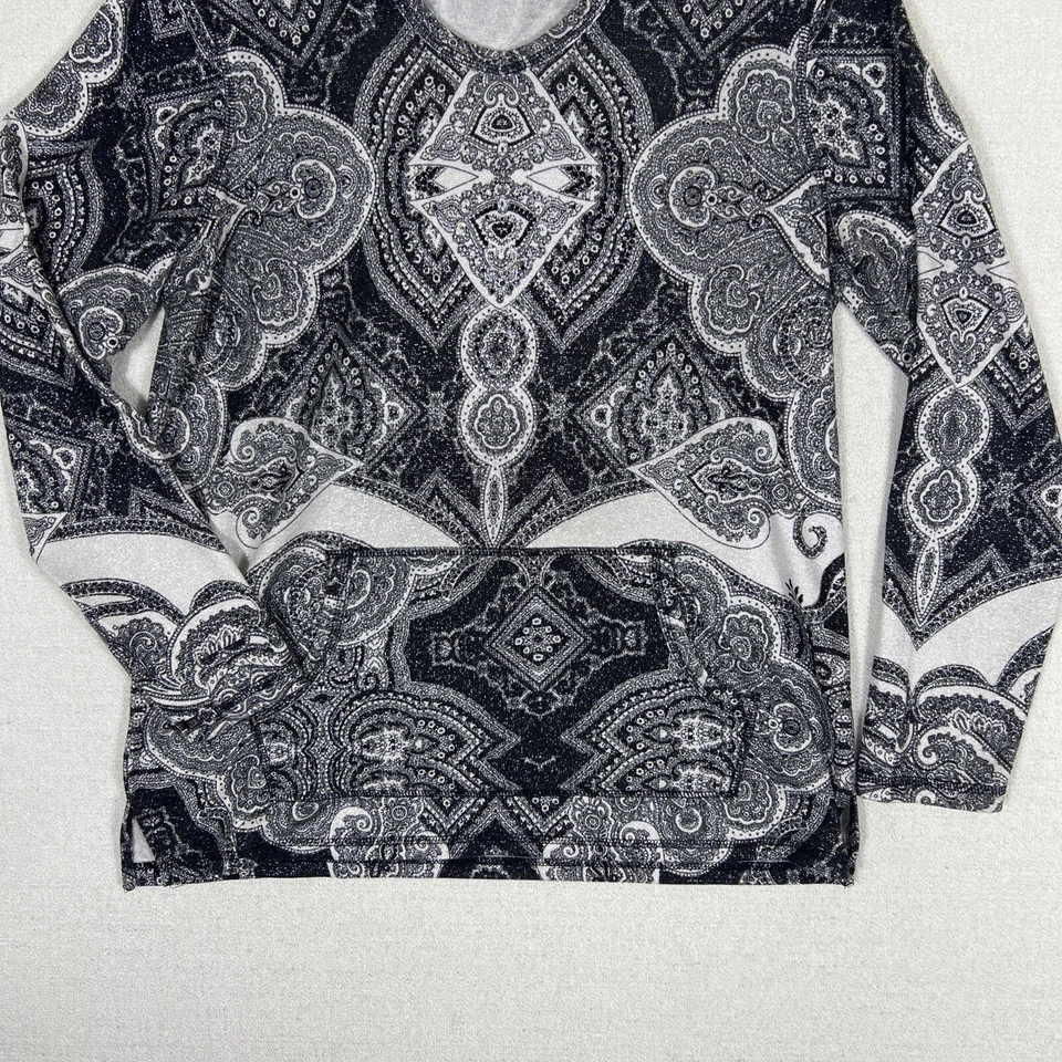 Christopher & Banks Sudadera con Capucha Paisley Top Mujer Grande Estrás Bolsillos Brillante Foto 4 de 4