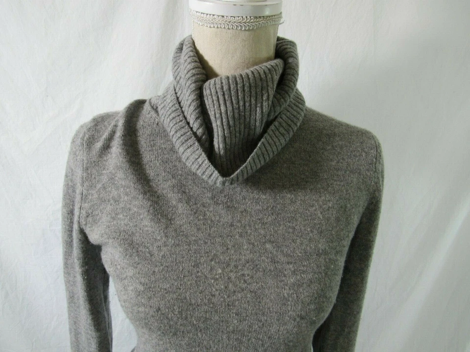 Suéter Strenesse Mezcla Cachemira Azul/Gris Cuello Alto Talla 2 Foto 4 de 4