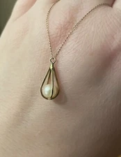 14k Akoya White Pearl Solid Yellow Gold Necklace Karen Lynne