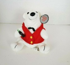 COCA-COLA POLAR BEAR IN Vest  Bow tie Coke Bean Bag Plush 1997 Vintage NWT