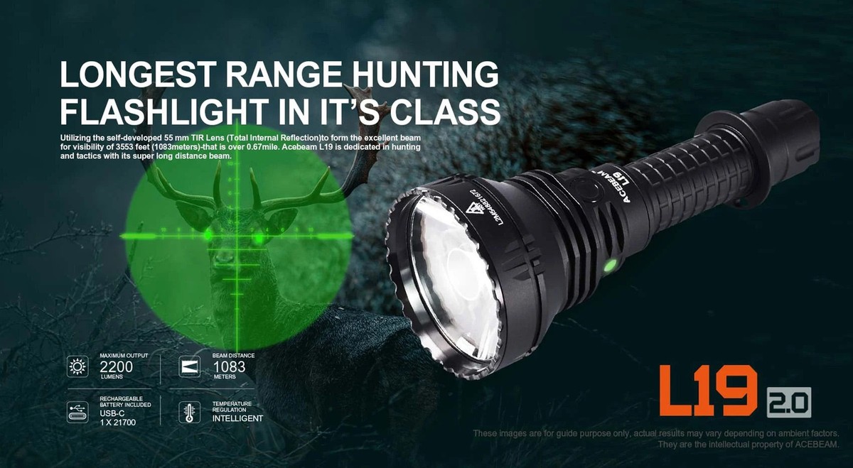 Acebeam L19 2.0 2200 Lumen Green LED Long Range Flashlight 1 x
