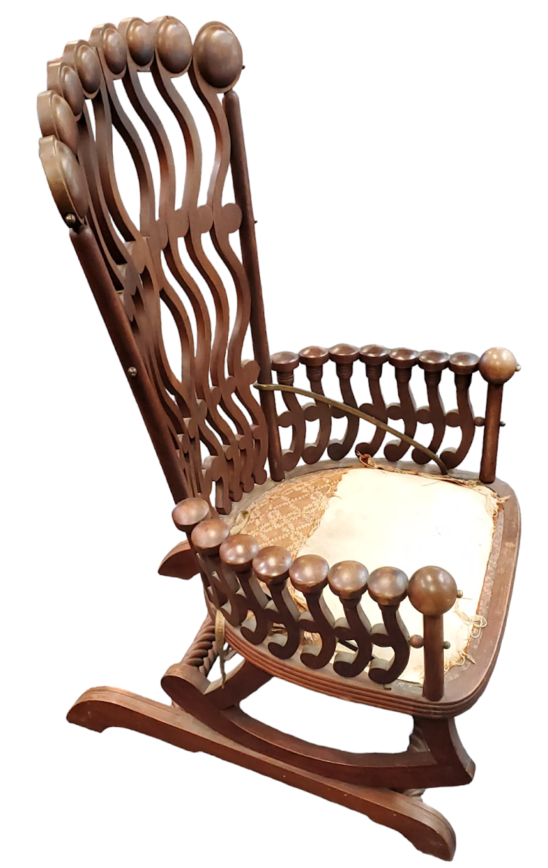 19th Century George Hunzinger High Back Rocking Chair RARE Wavy ...