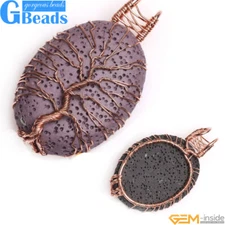 Oval Healing Lava Rock Gemstone Pendant for Necklace Fahsion Jewelry 29x40mm