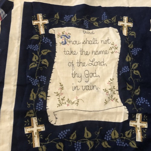 Vintage The Ten Commandments Cloth Book Fabric Panel Craft Cut & Sew Sewing Gift - Picture 10 of 18