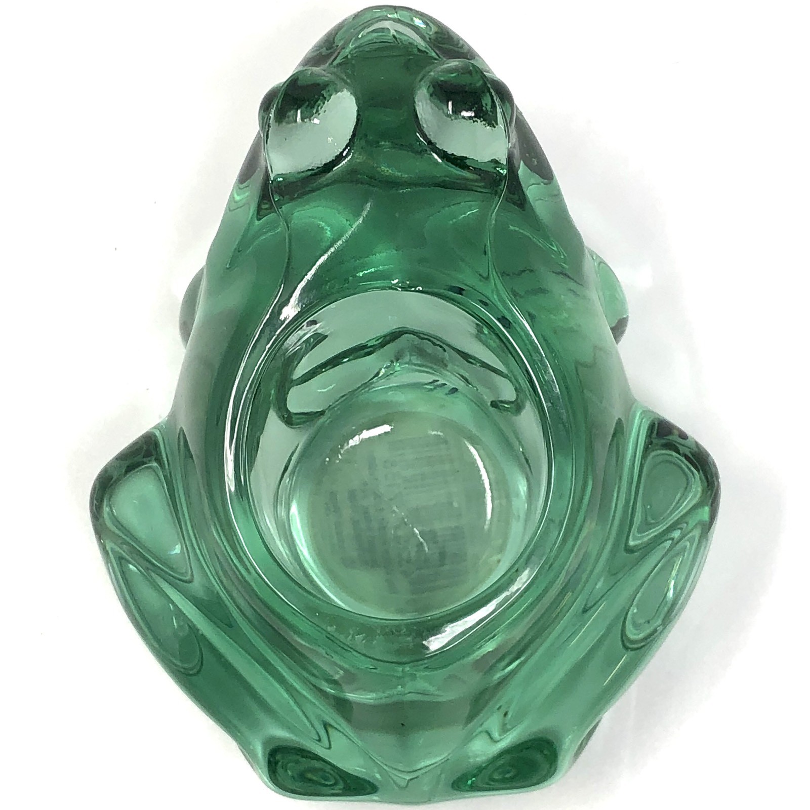 Vintage Indiana Glass Frog Votive Holder - Spanish Green 4.5" long 3" tall
