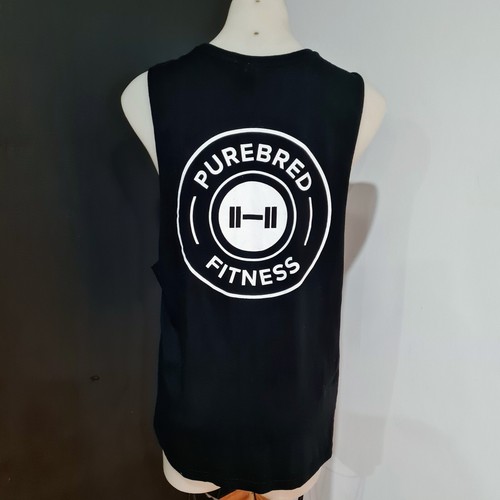 Unisex size S 'PUREBRED FITNESS' Black cotton muscle tee - AS NEW - Picture 5 of 7