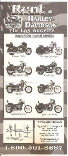 RENT A HARLEY-DAVIDSON USA DEPLIANT - Picture 2 of 2