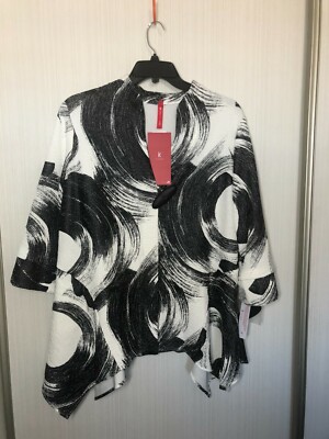 NWT  IC BY CONNIE K Black & White Shark Bite hem Jacket Sz XL