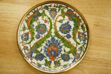 Handmade Lindos Keramik Decorative Plate Floral Art Nouveau Pattern Greece 8.25"