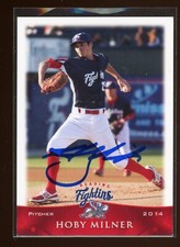 2014 Reading Fightins HOBY MILNER Signed Card autograph auto BREWERS RAYS