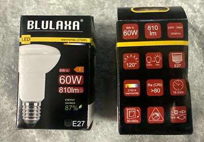 2x LED Reflektorlampe R63, 8W (100W), E27, 810lm, 2700K Bluxana