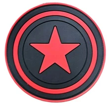 CAPTAIN AMERICA SHIELD LOGO STAR PVC RUBBER PATCH BLACK OPS RED HOOK 3 INCH