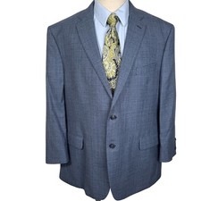 Jos A Bank Traveler Blazer Men 48R Blue Sport Coat Two Button Classic Wool VTG