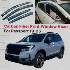 Carbon Fiber Print Window Vent Visors Rain Sun Guards For Honda Passport 2019-25