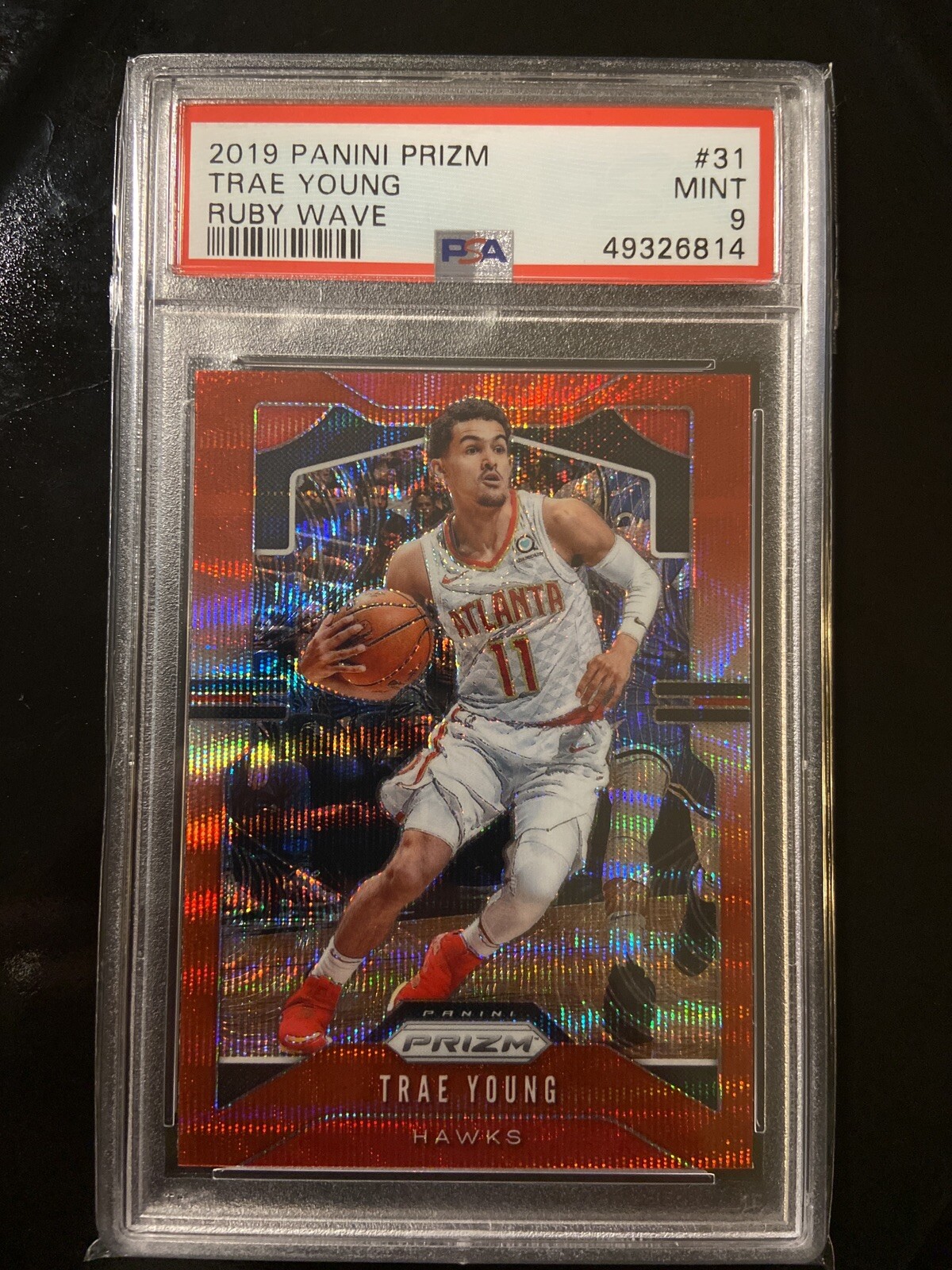 2019 Panini Prizm Ruby Wave Trae Young #31 - PSA 9 MINT - Atlanta Hawks