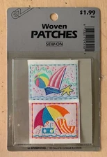 EZ Sew-On Woven Patches 2-Pack Beach Ball Chair Umbrella vintage patches