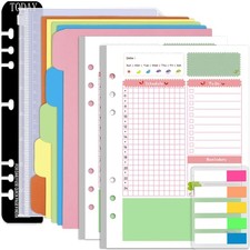 A5 Planner Inserts Daily Refills, 90 Pages Colorful 6-Ring Loose-leaf Binder Pla