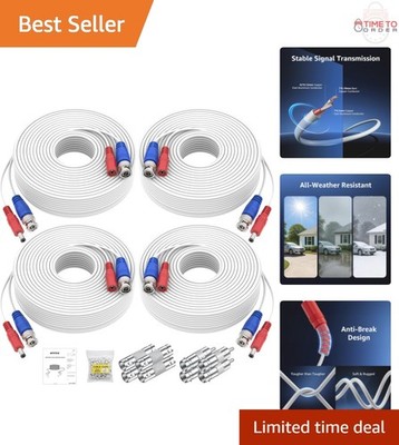 30M 100ft Coaxial BNC Cable for CCTV Security Systems Weatherproof Fire Rated