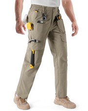 IGOLUMON Men's Stretch Tactical Pants, Ripstop Cargo Pants 32W x 32L, Khaki