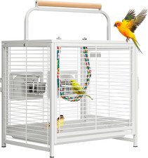 19 Inch Wrought Iron Travel Bird Cage for Cockatiel Parakeets | Bird Travel Carr