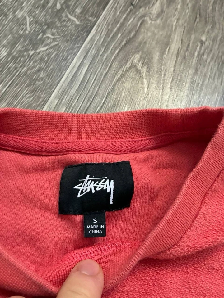 Streetwear Stussy Sudadera Pullover Y2K Logo Grande Cuello Redondo Rosa Jersey S Foto 4 de 4
