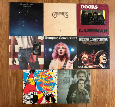 LOT OF 8 ORIGINAL ASSORTED VINYL ALBUMS-SPRINGSTEEN-DOORS-FRAMPTON-CREEDENCE