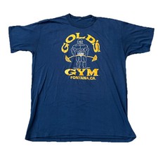 Vintage 80s Gold  s Gym Fontana California Single Stitch Shirt Sz Large Blue RARE