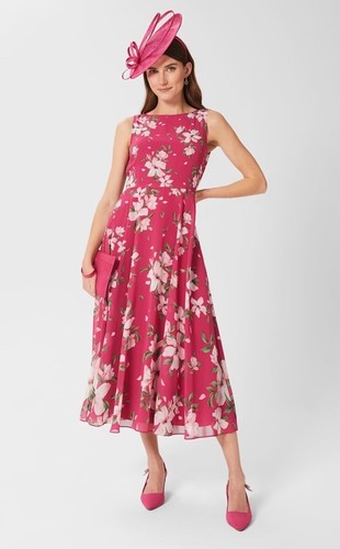 Hobbs Midi-Anlasskleid UK 18 bunt A-Linie Blumen Georgette ärmellos - Bild 16 von 23