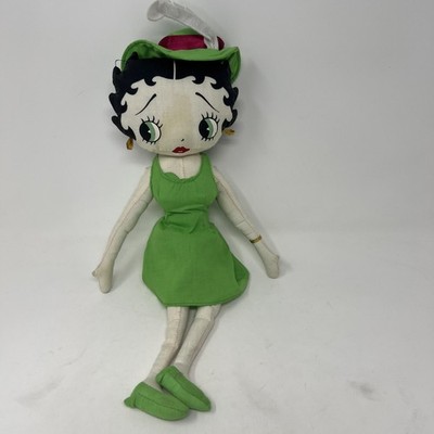 Vintage Betty Boop Peter Pan Betty Plush Doll Kellytoy 1999 Green Dress Hat  | eBay