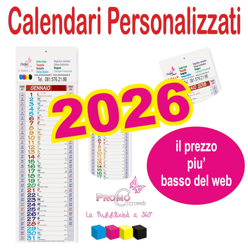 - SENZA MARCA/GENERICO – 100 Calendari olandesi SILHOUETTE personalizzati con la tua grafica A COLORI