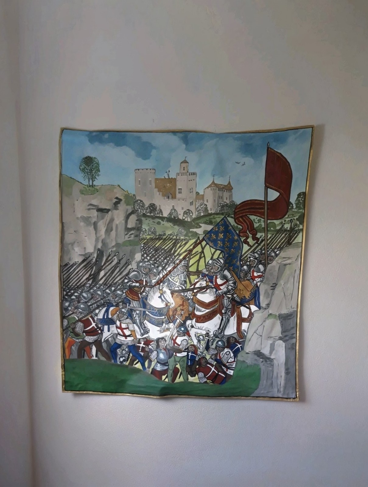 Peinture médiévale Bataille d'Azincourt poster historique de Monstrelet pour salon 60x90cm
