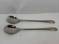 Vintage Silverplate Salad Servers Long Spoon And Fork Set Made in Italy Flatware