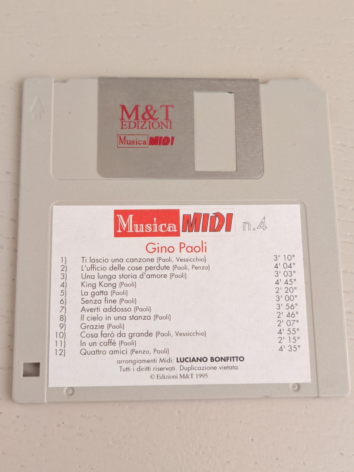 Floppy Disk MIDI Gino Paoli n.4 M&T Edizioni 1995 Luciano Bonfitto Raro Vintage