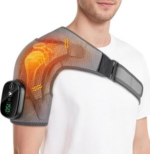 Heated Vibration Shoulder Massager Rotator Cuff Support Brace Joint Pain Relief