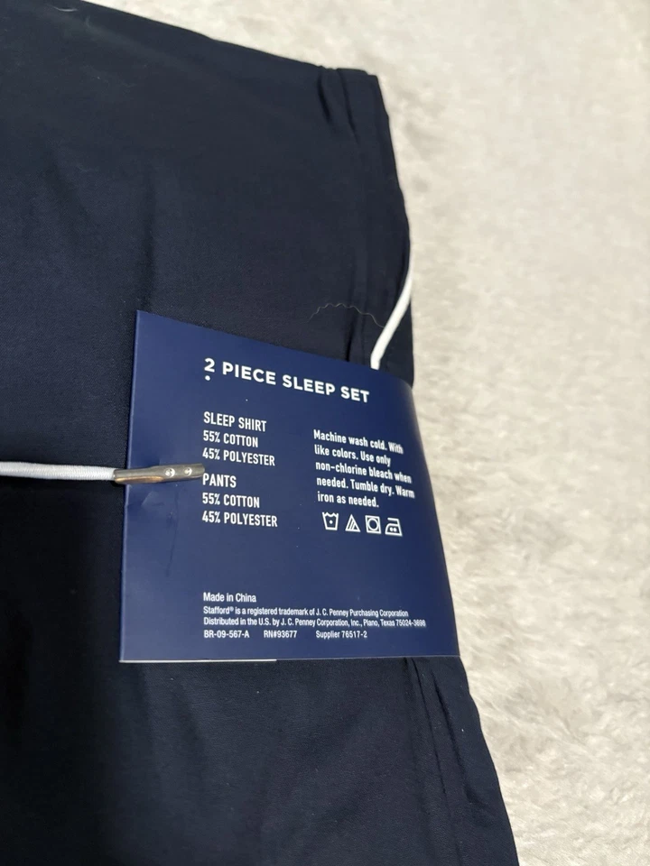 Novo Conjunto de Dormir STAFFORD Masculino 2 Peças Pano Largo Conforto Tamanho Grande - Imagem 4 de 4