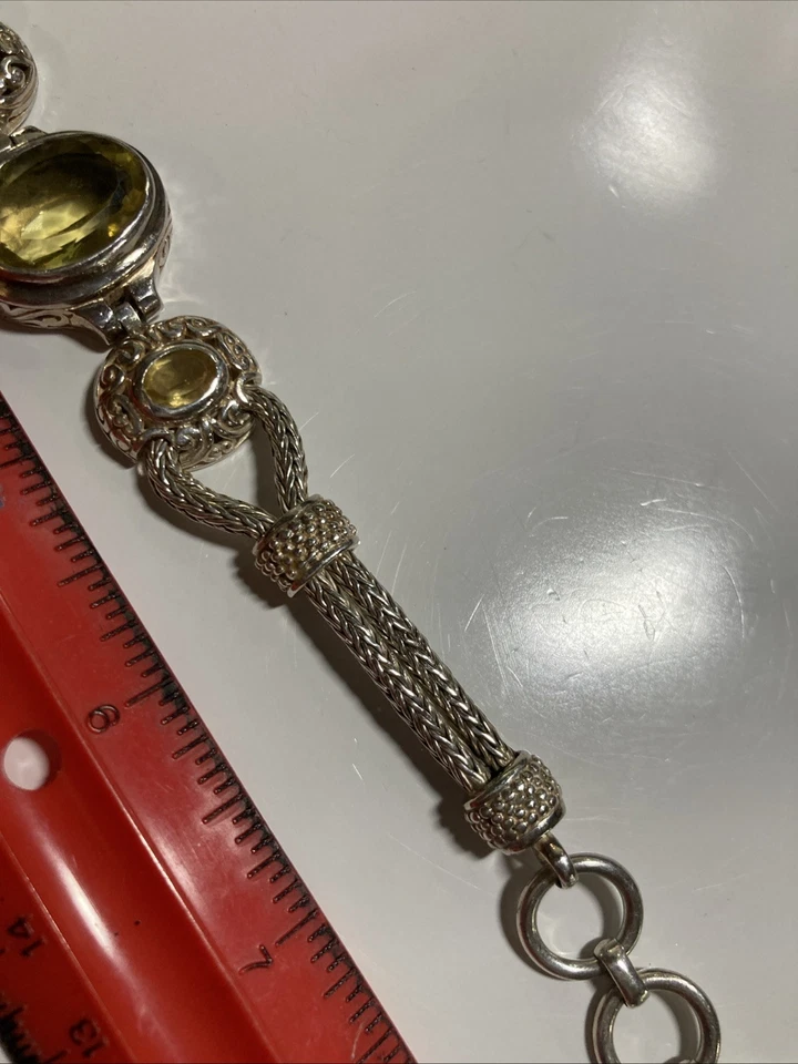 925 8” Double Strand Heavy Wheat Citrine Bracelet - Image 3 of 4