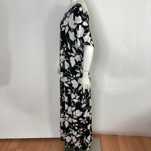 J. Jill Plus Size 2X Maxi Rayon Spandex Women's Full Length Floral Dress Black - Picture 14 of 19