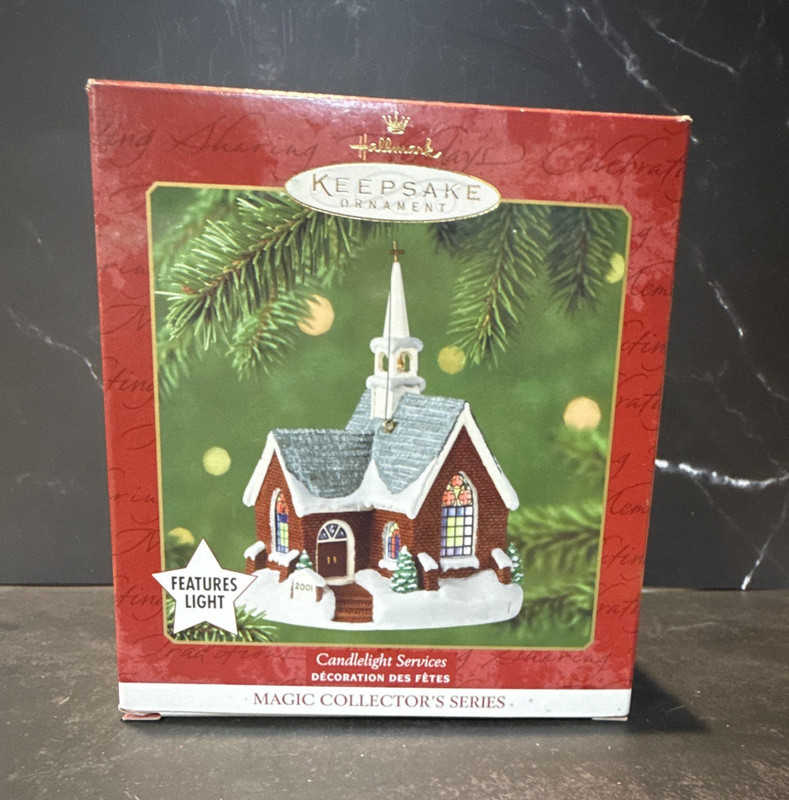 Hallmark Keepsake Candlelight Services Light Up Church Christmas Ornament 2001
