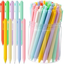 50 Pcs Gel Ink Pens Bulk, Black Ink 0.5mm Fine Point Retractable Pen Smooth W...