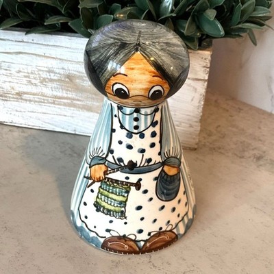Vintage Hard to find The Jersey Pottery bank/money box; lady knitting must see