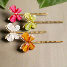 Rhinestone Butterfly Hair Pins Womens Decorative Bobby Pin Pink Orange Aesthetic