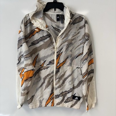 Adidas Trvl AOP Tiger Claw Camo White Windbreaker Jacket HA2343 - Men's Small