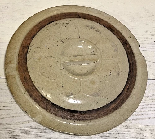Red Wing Crock Cover Lid Flower Petal 10 Gallon Antique Salt Glaze Stoneware USA